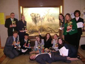 The Gustavus forensics team poses with its hardware from the Valley Forensics League Tournaments on Nov. 21-22.