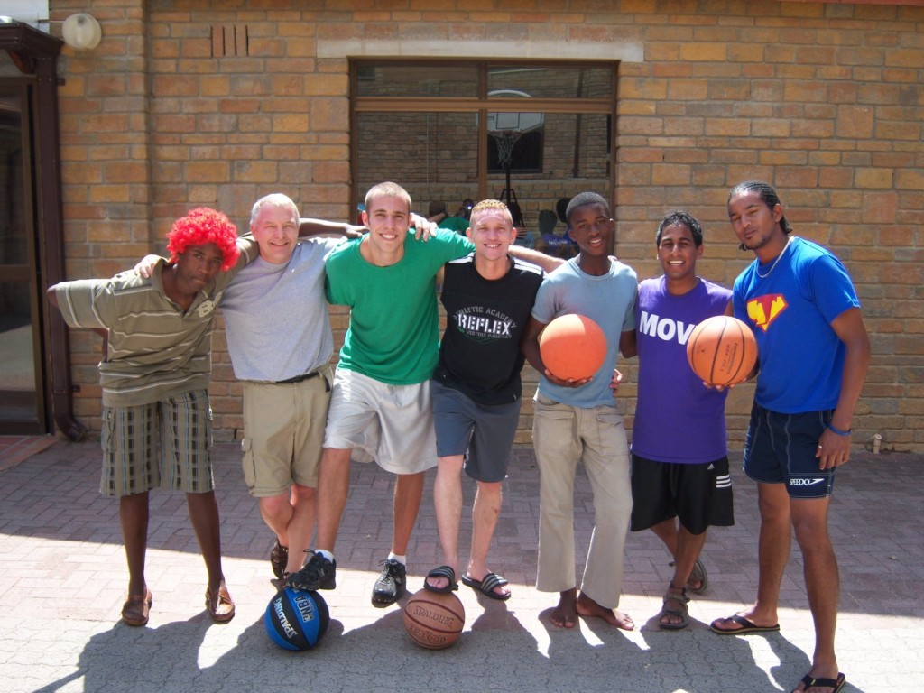 Retired professor John Clementson (second from left) and Matuseski (third from left) at Africa Jam Camp in Capetown, South Africa in 2009.