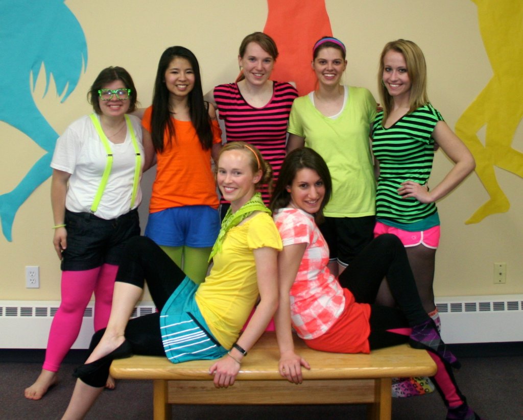 Johanson (back row, far right) and her Prepare housemates during a neon-themed substance-free spring rave. 